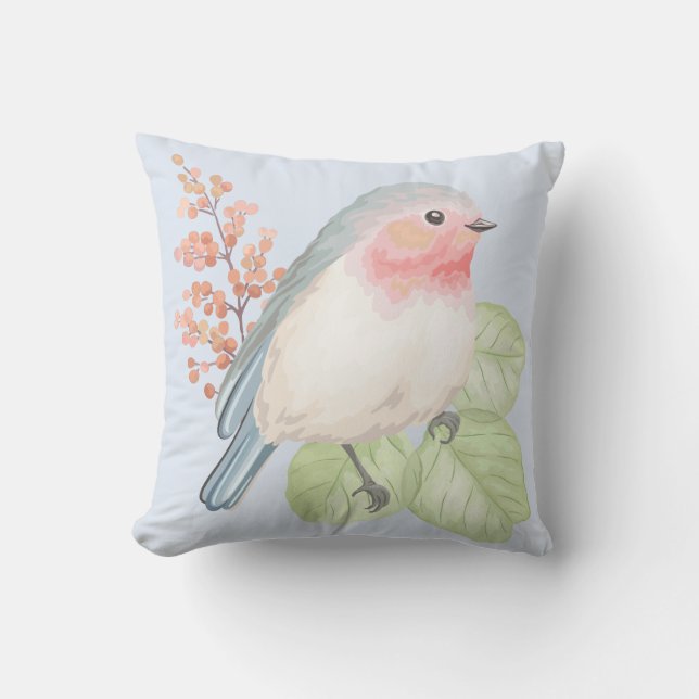 Chic Pastel Bird Throw Pillow (Front)