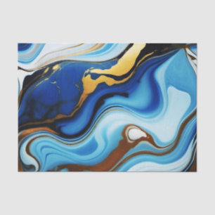 Chic Pastel blue gold Faux Marble Tissue Paper