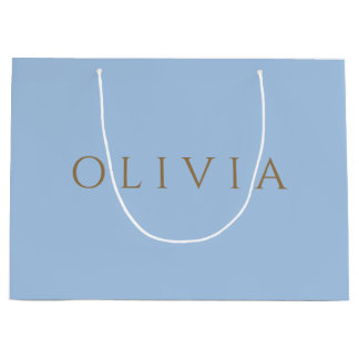 Chic pastel blue minimalist monogram large gif gift bag