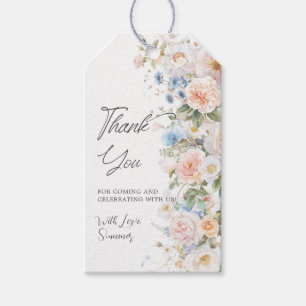 Chic Pastel Blush White Blue Floral Bridal Shower Gift Tags