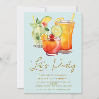 Chic Pastel Cocktail Party Birthday Invitation