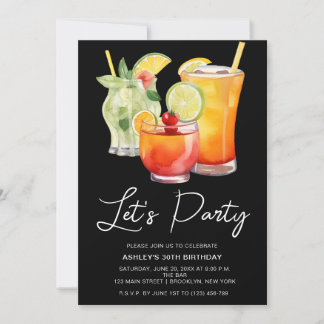 Chic Pastel Cocktail Party Birthday Invitation