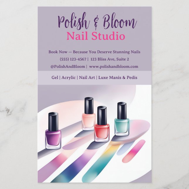 Chic Pastel Elegant Nail Art Marketing Flyer (Front)