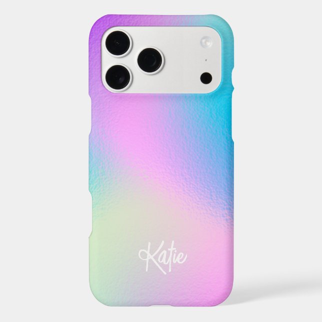 Chic Pastel Holographic with Name (Back)