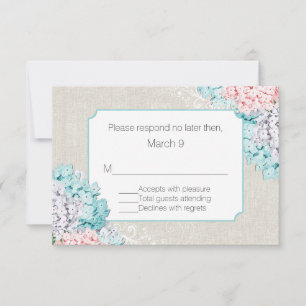 Chic Pastel Hydrangeas Wedding Response Card