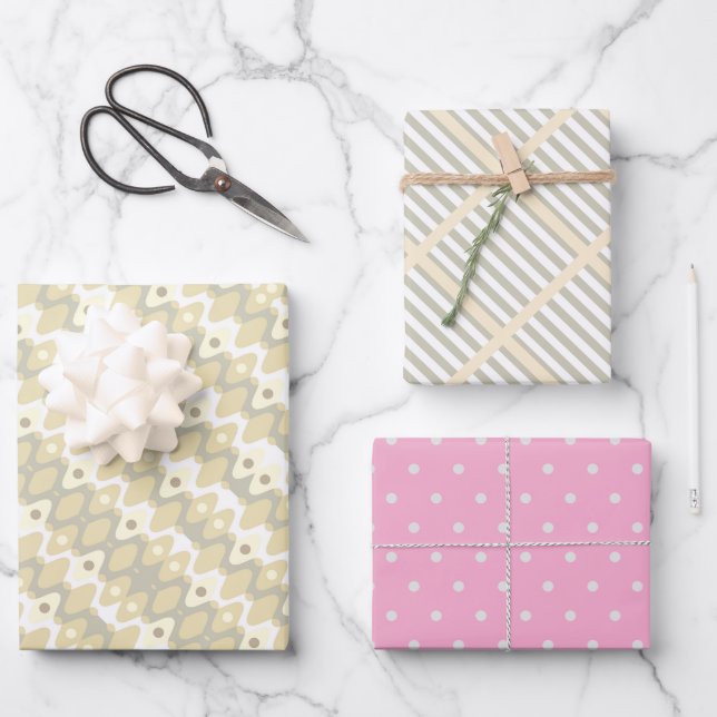 Chic Pastel Mid Century Pattern Wrapping Paper Sheet (Front)