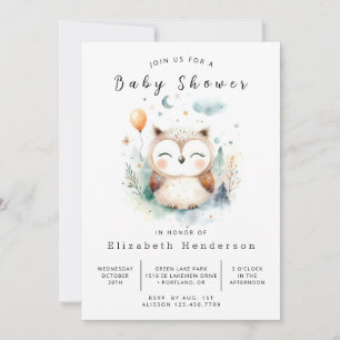 Chic Pastel Owl Baby Shower Invitation