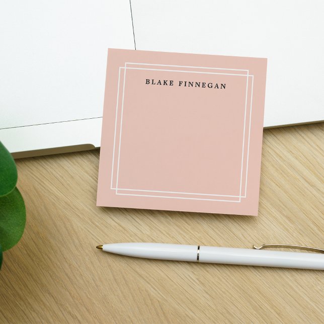 Chic Pastel Peach | Personalized White Bordered Post-it Notes (Creator Uploaded)
