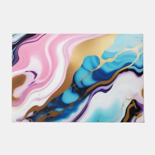Chic Pastel pink blue purple gold Faux Marble  Doormat