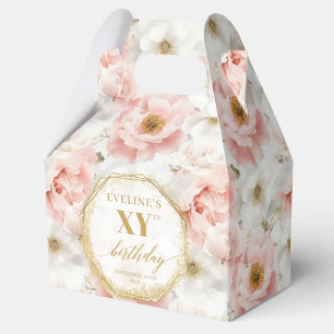 Chic Pastel Pink Boho Gold Birthday Favor Box
