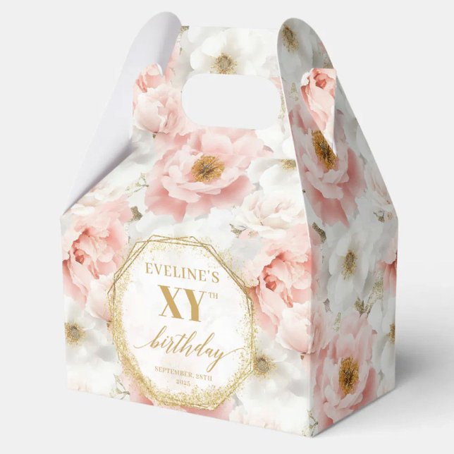 Chic Pastel Pink Boho Gold Birthday Favour Box (Chic Pastel Pink Boho Gold Birthday Favor Box)