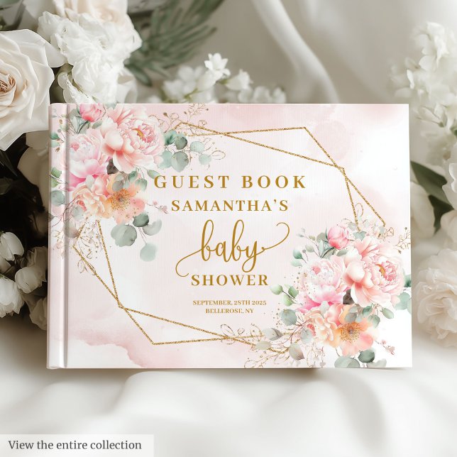 Chic pastel pink floral baby shower guest book (Chic pastel pink floral baby shower guest book)