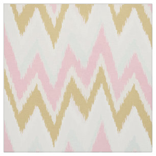 Chic pastel pink gold ikat tribal chevron pattern fabric