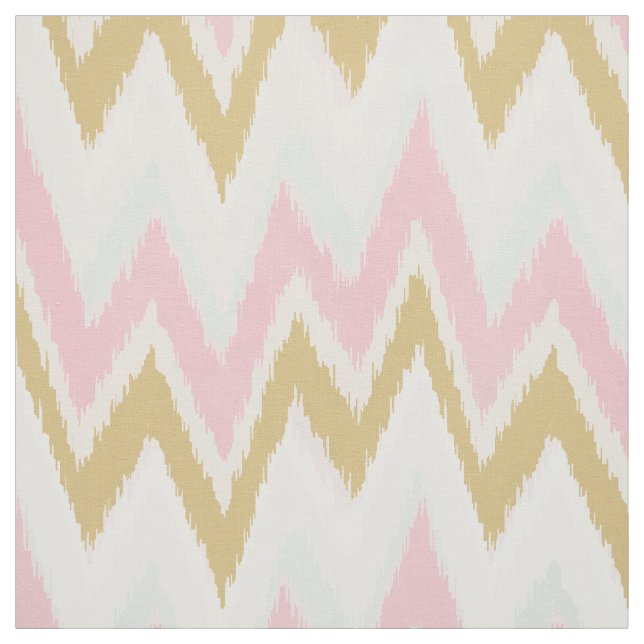 Chic pastel pink gold ikat tribal chevron pattern fabric (Swatch)