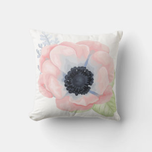Chic Pastel Pink Poppy Throw Pillow