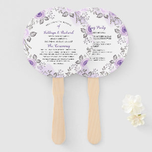 Chic Pastel Purple Floral Wedding Program Hand Fan