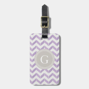 Chic Pastel purple grey Chevron Custom Monogram Luggage Tag