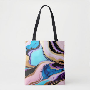 Chic Pastel purple pink blue gold Faux Marble Tote Bag