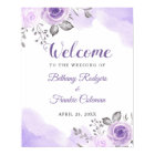 Chic Pastel Purple Watercolor Floral Wedding Sign