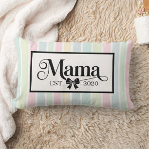 Chic Pastel Rainbow Custom Mama Keepsake Lumbar Cushion