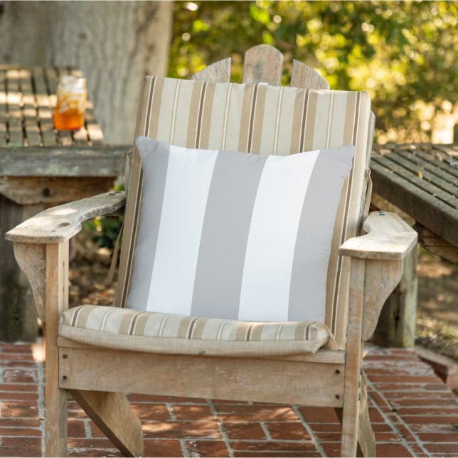 Chic Pastel Silver Grey Bold Mod Stripes Pattern Cushion (Chair)