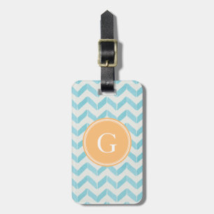Chic Pastel turquoise Chevron Custom Monogram Luggage Tag