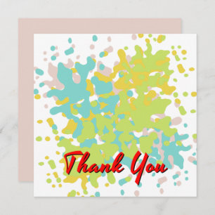 Chic Pastel Watercolor Spots Red Text Thank You Card