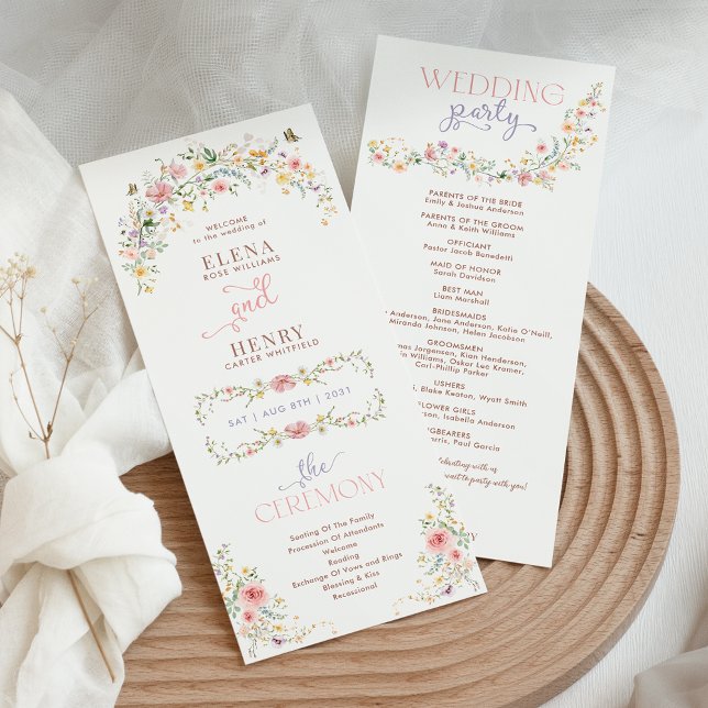 Chic Pastel Wildflowers Fairytale Wedding Program (Creator Uploaded)