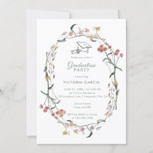 Chic Pastel Wildflowers Spring Graduation Invitation