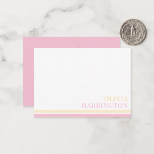 Chic Pastel Yellow Pink Stripe Border Card