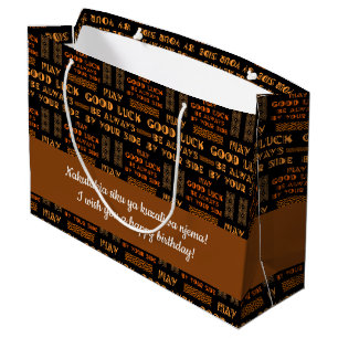 Chic Pattern May Good Luck Be Always By Your Side Large Gift Bag