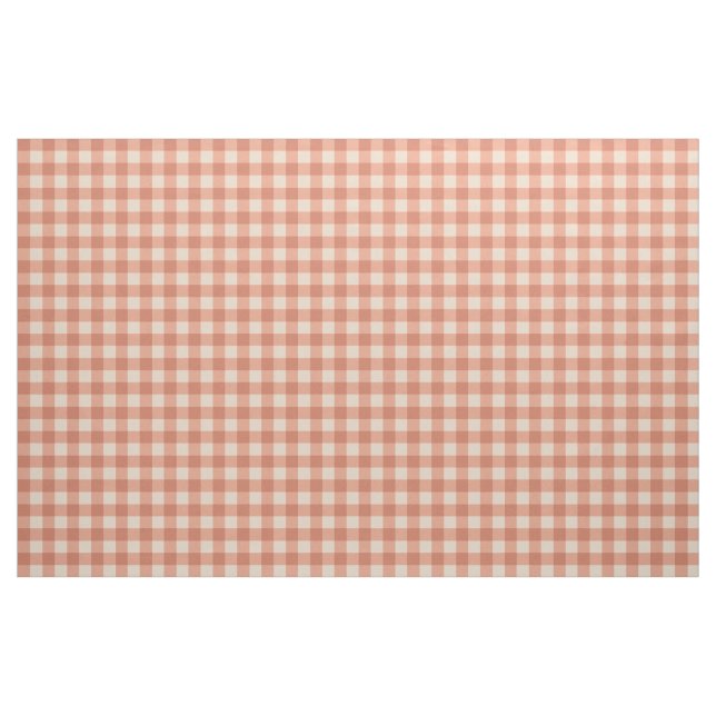 chic peach and white darker gingham pattern fabric (Yard)