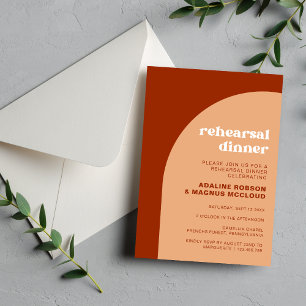 Chic Peach Boho Arch Wedding Rehearsal Dinner Invitation