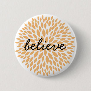 Chic Peach Floral 6 Cm Round Badge