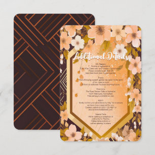 Chic Peach Floral Champagne Bridal Shower Party Enclosure Card