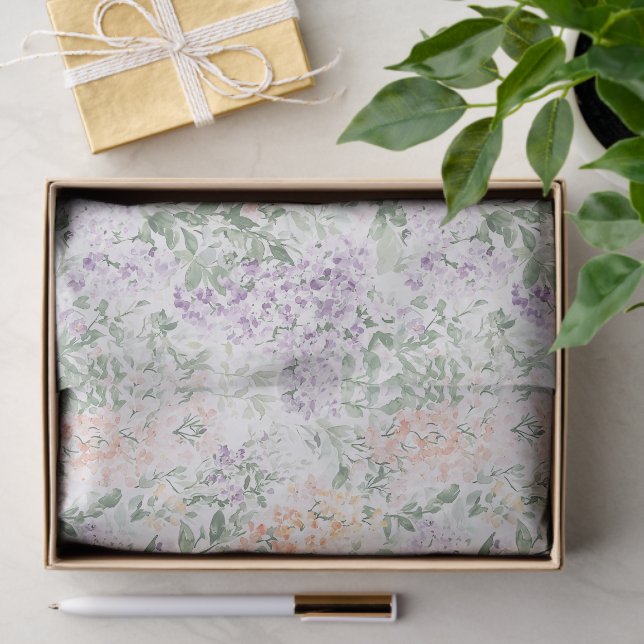 Chic Peach Lilac Lavender Floral Bridal Shower Tissue Paper (Gift)