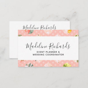 Chic Peach Mint Polka Dots with Social Media Icons Business Card