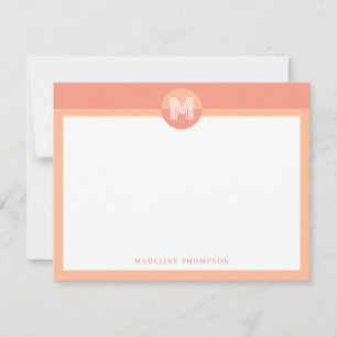 Chic Peach Orange Geometric Modern Monogram Card