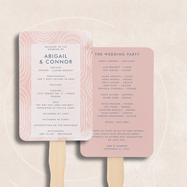 Chic Peach Ovals & Circles Wedding Hand Fan (Creator Uploaded)