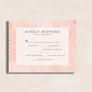 Chic Peach Ovals & Circles Wedding RSVP Card