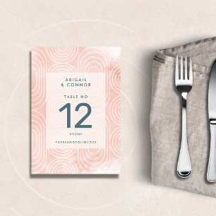 Chic Peach Ovals & Circles Wedding Table Number