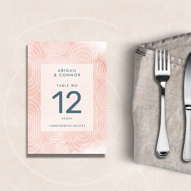 Chic Peach Ovals & Circles Wedding Table Number (Creator Uploaded)