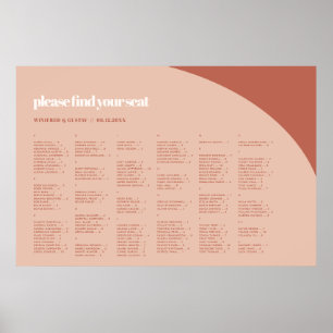 Chic peach terracotta Alphabetical seating chart