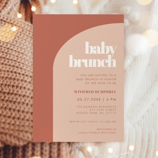 Chic peach terracotta arch Baby Brunch Invitation (Creator Uploaded)