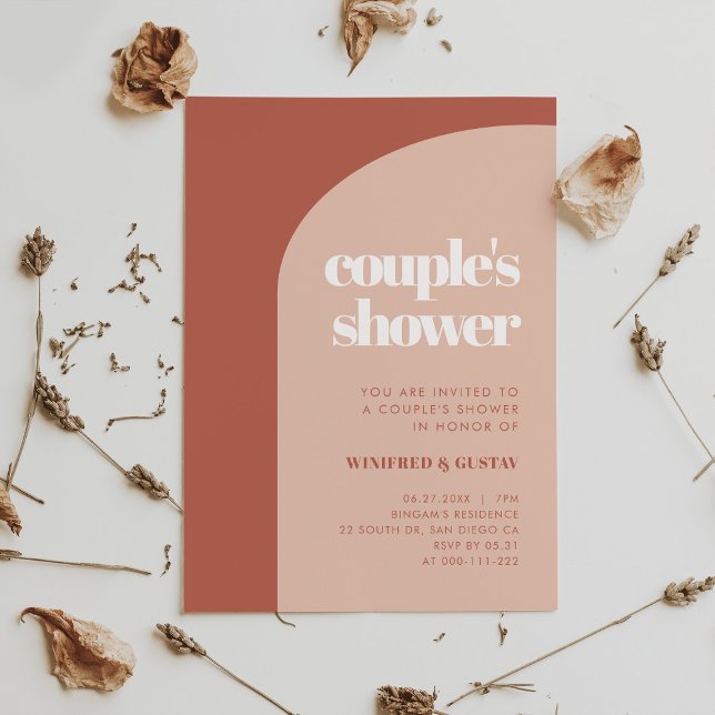 Chic peach terracotta arch Couple's Shower Invitation (Creator Uploaded)