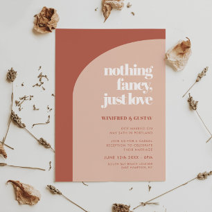 Chic peach terracotta arch Nothing fancy just love Invitation