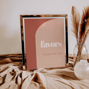Chic peach terracotta arch wedding Favours sign
