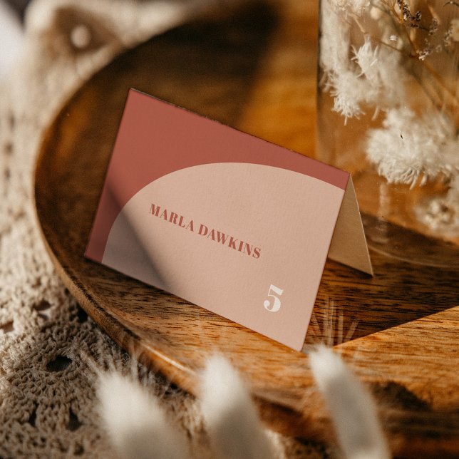 Chic peach terracotta arch wedding place card (Creator Uploaded)