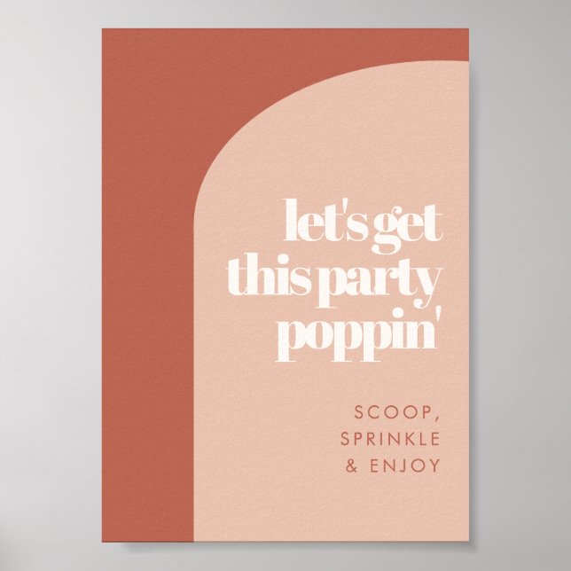 Chic peach terracotta Let's get this party poppin Poster (Front)