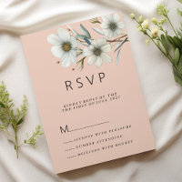 Chic peach white mint floral spring RSVP